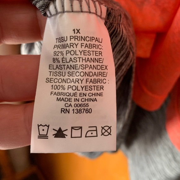 Coral and Gray Athletic Tank Top 1X - Picture 6 of 7